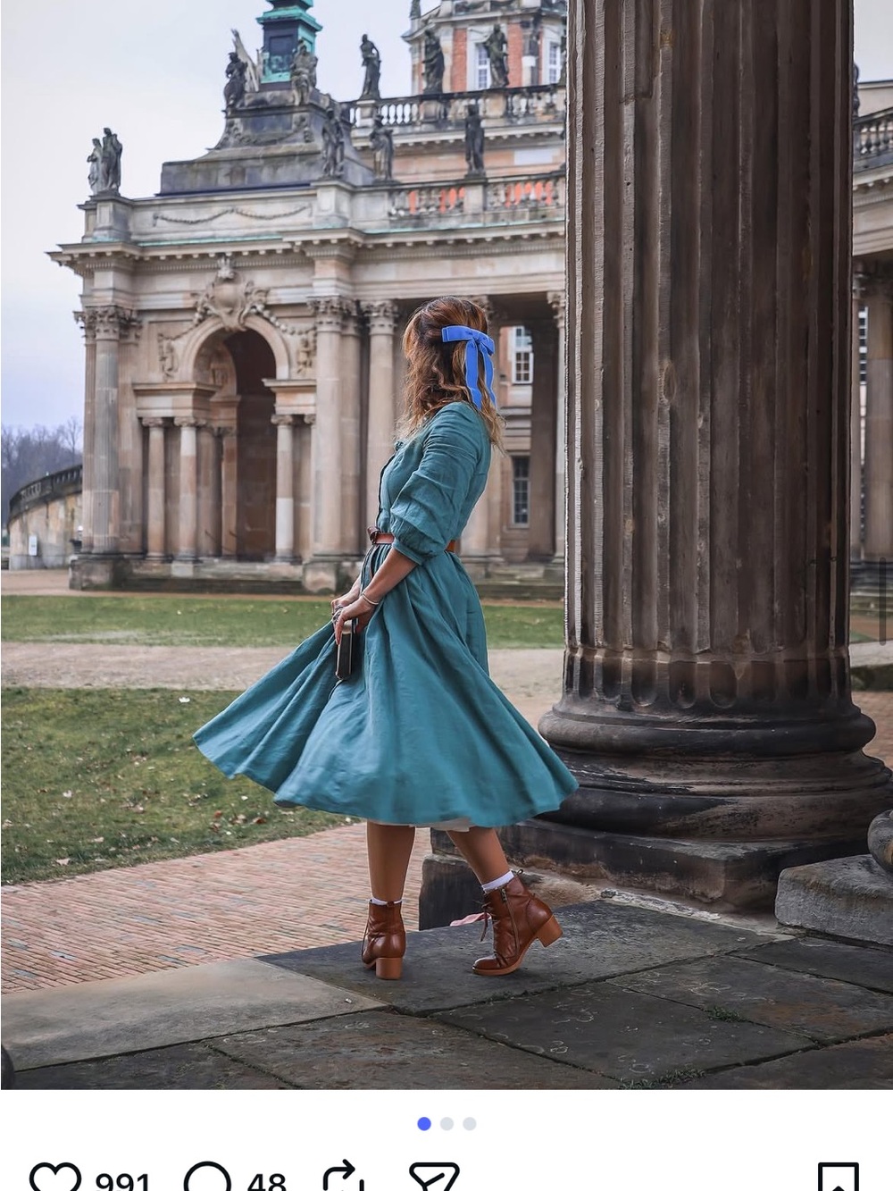 Son De Flor Ophelia Moonlight Blue Linen Dress XXS - Picture 7 of 8